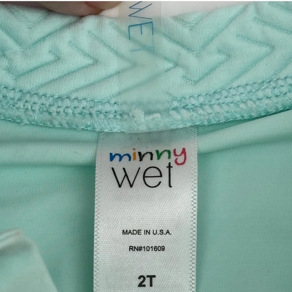 MINNY‎ WET Little Girl Rash Guard Swimsuit Long Sleeve Toddler Mint One Piece 2T